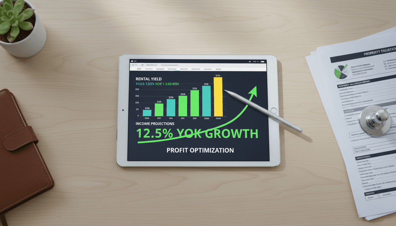 Rental yield analysis with upward trending income projections
